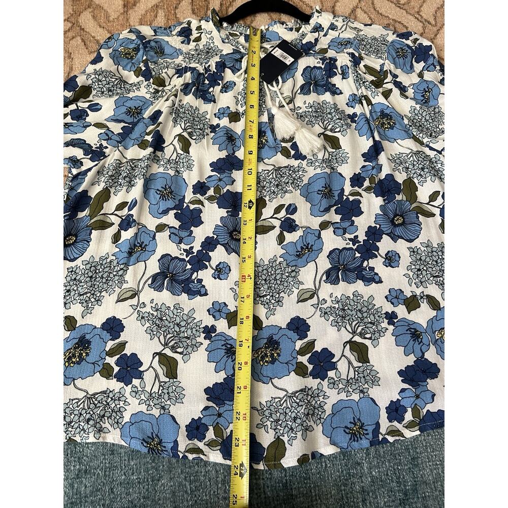 LUCKY BRAND Women's Blue Floral Bohemian Peasant Tassel Blouse Top Sz XL NWT - Picture 12 of 12